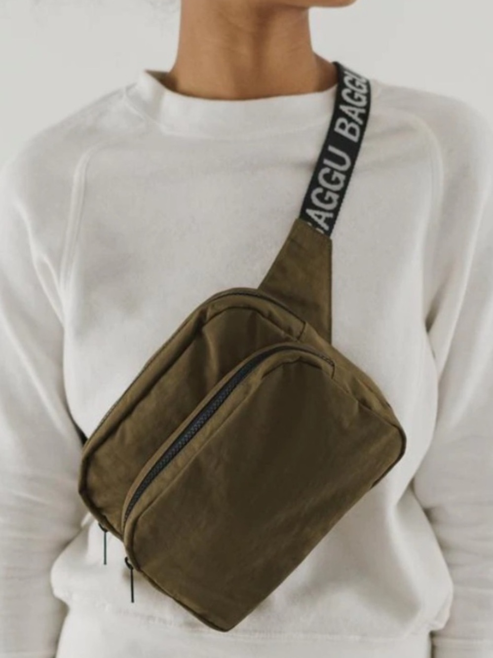 Baggu Fanny Pack KELP White Brand Logo strap RARE OG style